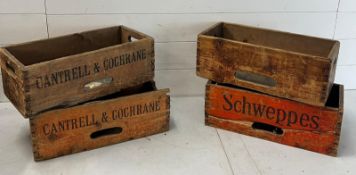 Four vintage Schweppes crate (H18cm W47cm D22cm)