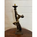 An Art Deco style table lamp of a nude