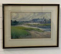 A water colour of a Estuary by William Hoggatt (Picture size 45cm x 30cm Frame size 64cm x 50cm)