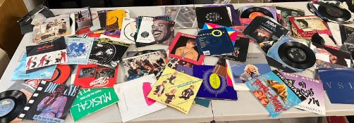 A large collection of 45's of 70's 80's, pop, rock and soul music various conditions