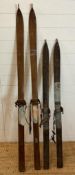 Two pairs of vintage wooden skis