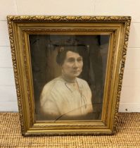 A portrait print of a lady (Frame size 55cm x 64cm) Condition Report Glass cracked
