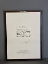 A framed image from the Robert Denro starred film of Mary Shelly's Frankenstein signed and dedicated