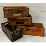 Four vintage Schweppes crate (H18cm W47cm D22cm)