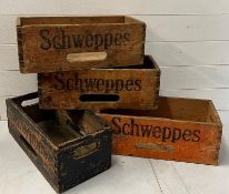 Four vintage Schweppes crate (H18cm W47cm D22cm)