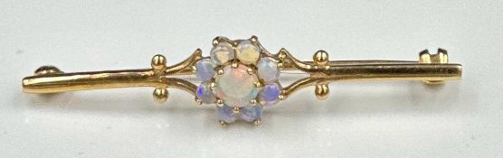 A 9ct gold opal brooch, approximate total weight 2.9g and width 48mm