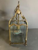 A square brass frame glass lantern (H50cm W19cm)