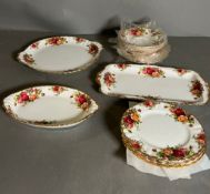 A selection of Royal Albert "Old Country Rose" plates and side plates