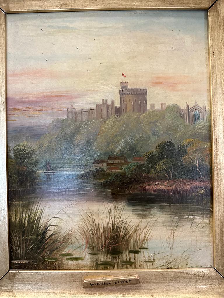 An oil on board of Windsor Castle as seen from the Broca's 42cm x 49cm - Image 2 of 4