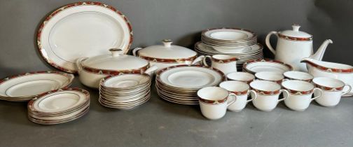 A part Royal Crown Derby cloisonne dinner service to include cups, saucers, plates and bowls