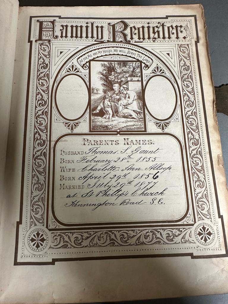 Family Bible for the Gaunt Family listing births, deaths and marriages from the late 1800's, - Image 2 of 9