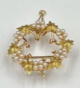 A 14ct gold and seed pearl brooch, approximate weight 5.6g
