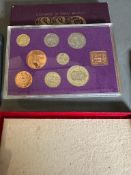 A selection of Royal Mint collectors packs to include: Britain's first Decimal coins, 1970 Coinage