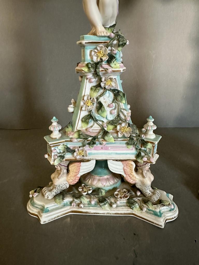 A pair of figural four arm Dresden ceramic candle stick - Image 5 of 5