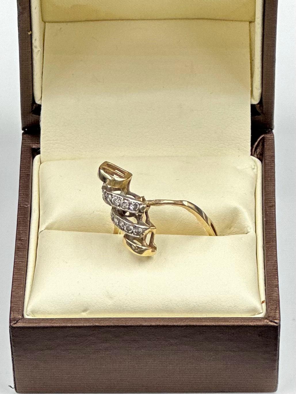 A 14ct gold diamond and gold ring in the form of a stirrup, approximate weight 3.1g - Image 3 of 3