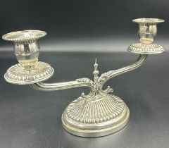 A Greek silver, marked 800, two light candle stick