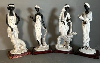 Four Art Deco style figures by DEAR signed Auro Belcari (AF)