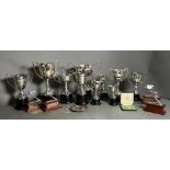 Golf Interest: A wide variety of golf trophies including some from BBC TV Golf Day trophies