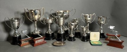 Golf Interest: A wide variety of golf trophies including some from BBC TV Golf Day trophies