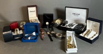A selection of wrist and pocket watches, some boxed various makers, styles and conditions