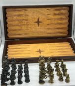 A chess and backgammon set
