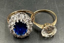 Two 9ct gold fashion rings with CZ style stones Approximate total weight 7.7g
