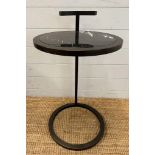 A contemporary round wrought iron accent side table with marble top (H70cm Dia40cm)