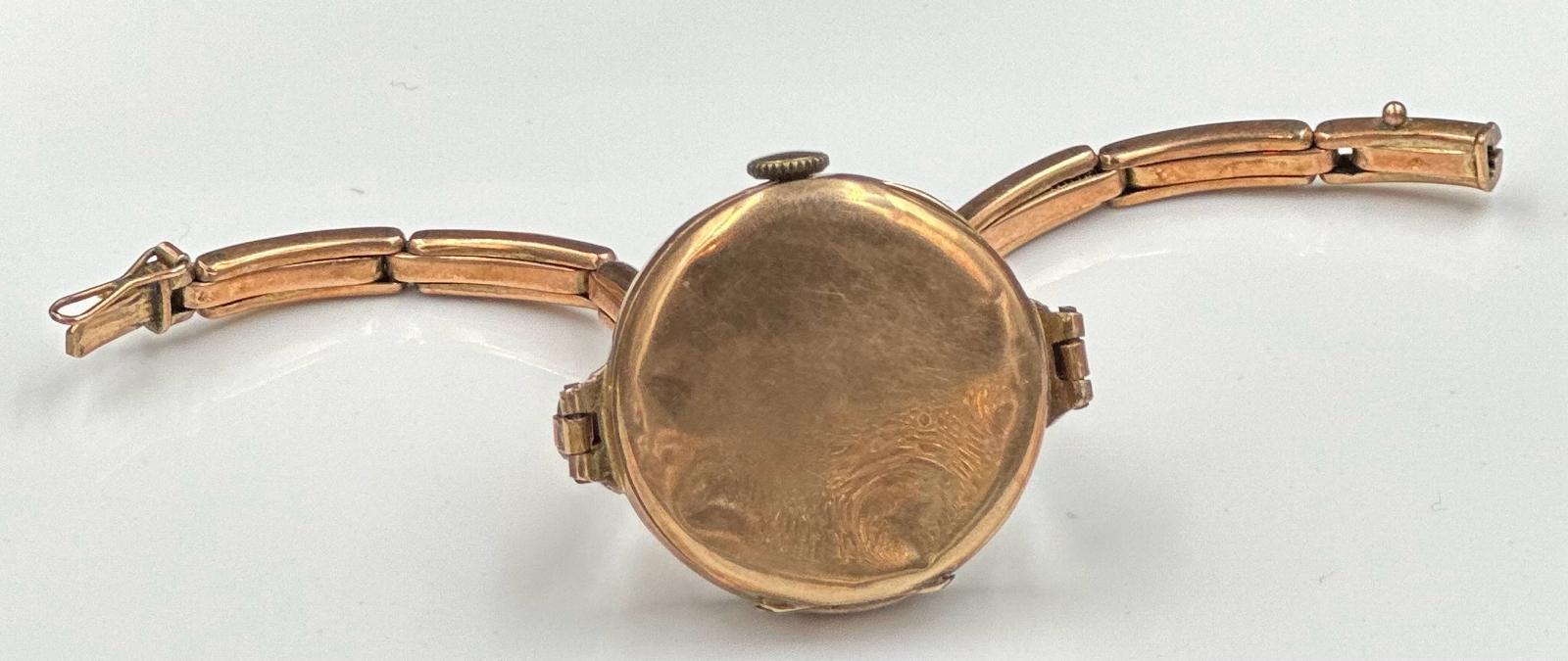 A 9ct gold watch AF with 9ct gold expandable bracelet. Approximate total weight 18.3g - Image 2 of 2