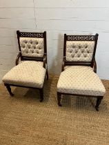 A pair of Edwardian ladies side chairs or drawing room chairs