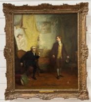 ALEXANDER HOHENLOHE BURR (1836-1899) 'Sir Joshua Reynolds & Oliver Goldsmith' oil on canvas in an