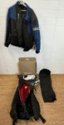 A selection of motor bike jackets, gloves, boots and trouser by various makers to include Aviakit,