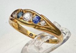 An 18ct gold sapphire and diamond ring, approximate size N with an approximate weight of 3.3g