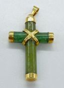 An agate cross with 14ct gold trim