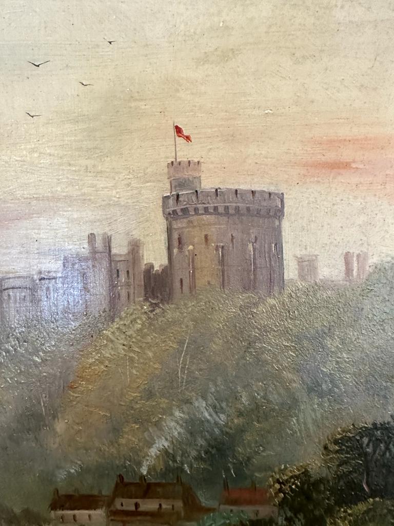 An oil on board of Windsor Castle as seen from the Broca's 42cm x 49cm - Image 4 of 4