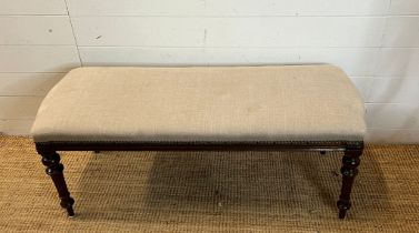 A mahogany frame bench seat (H43cm W112cm D46cm)