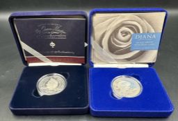 Royal Mint: Silver crowns collector coins The Princess Diana memorial coin and the Queen Mother's