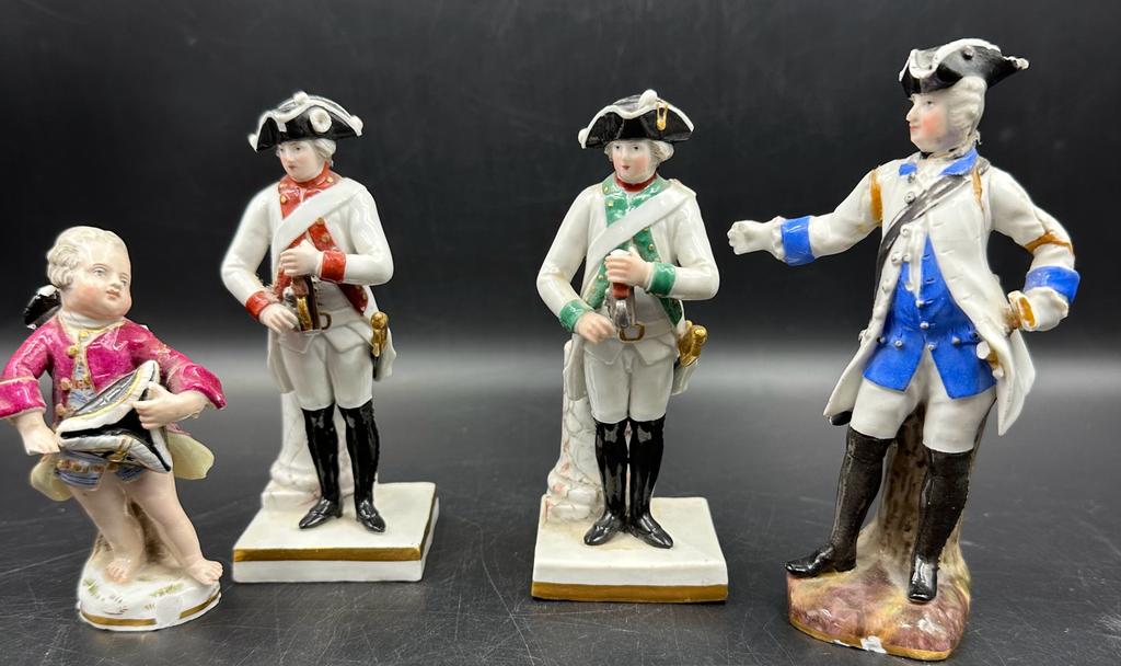 A selection of AF Meissen porcelain military figures