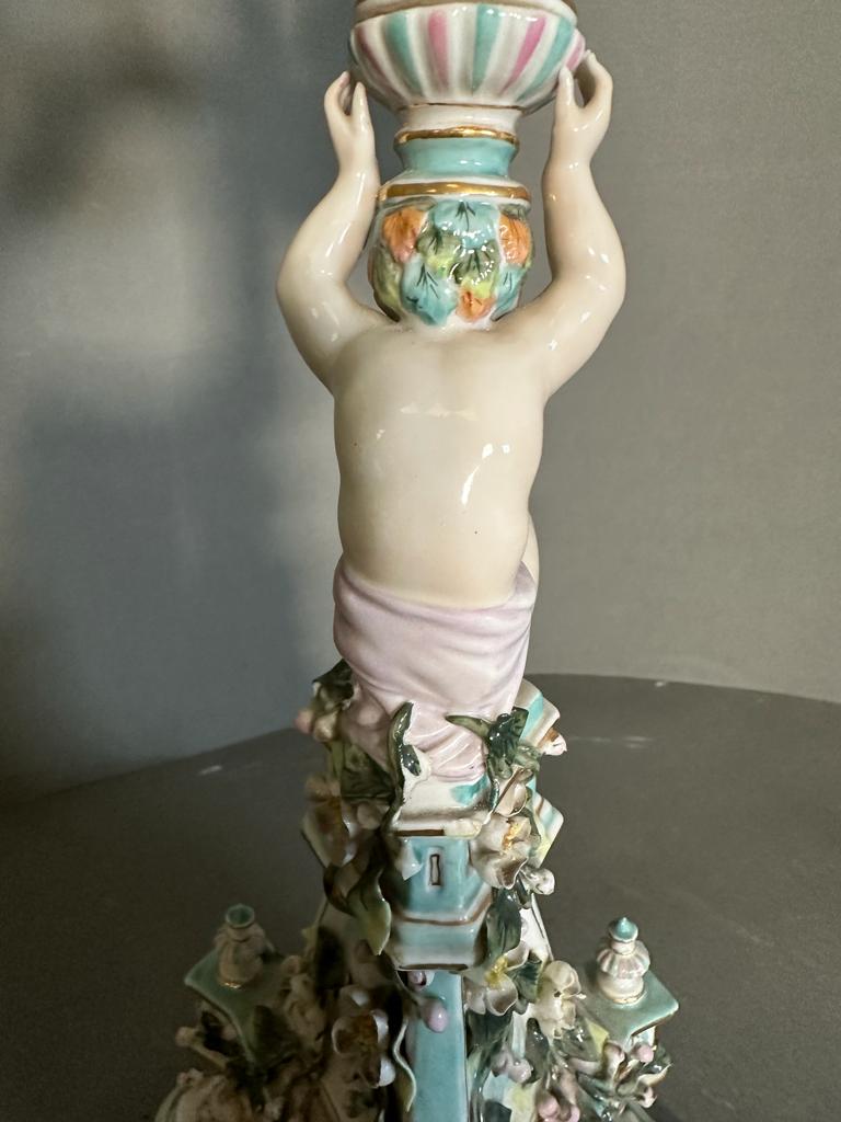 A pair of figural four arm Dresden ceramic candle stick - Image 2 of 5