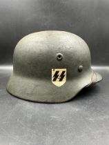A German WW2 M40 Single Decal military helmet Q64 signed Romahn
