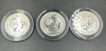 Three 1998 1oz Silver Britannia coins