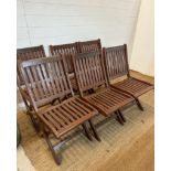 A set of six Mayfair foldable wooden garden chairs