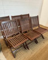 A set of six Mayfair foldable wooden garden chairs