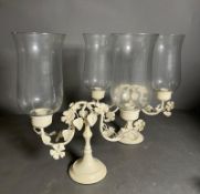 A pair of hurricane table candelabras by Laura Ashley