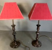 Two metal table lamps