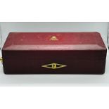 A red Morocco leather dispatch box with brass Royal insignia of King George V and numbered 36 with