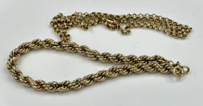 A 9ct gold bracelet along with a 9ct gold necklace, approximate total weight 8.8g