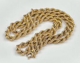 A 9ct gold rope style necklace with an approximate weight of 20.4g (30cm L)