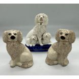 Three Staffordshire poodles figurines (Tallest H14cm)