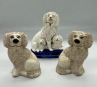 Three Staffordshire poodles figurines (Tallest H14cm)