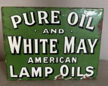 A vintage "White May" enamel advertising sign 33cm x 26cm